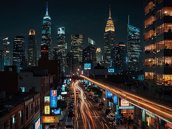 Leonardo_Lightning_XL_A_bustling_city_illuminated_by_glowing_s_0